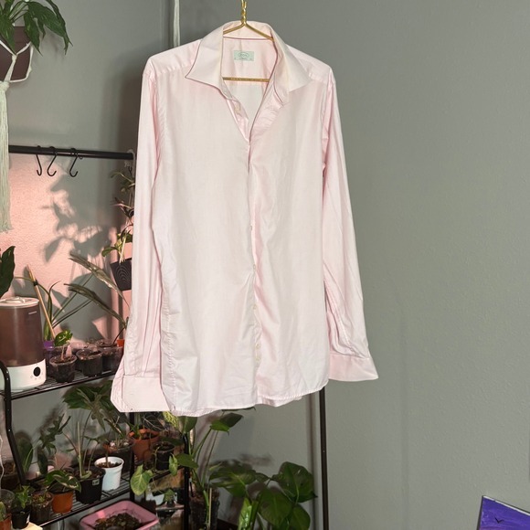 Eton Men's Light Pink Dress Shirt Long Sleeve Button Up‎ Business Casual
